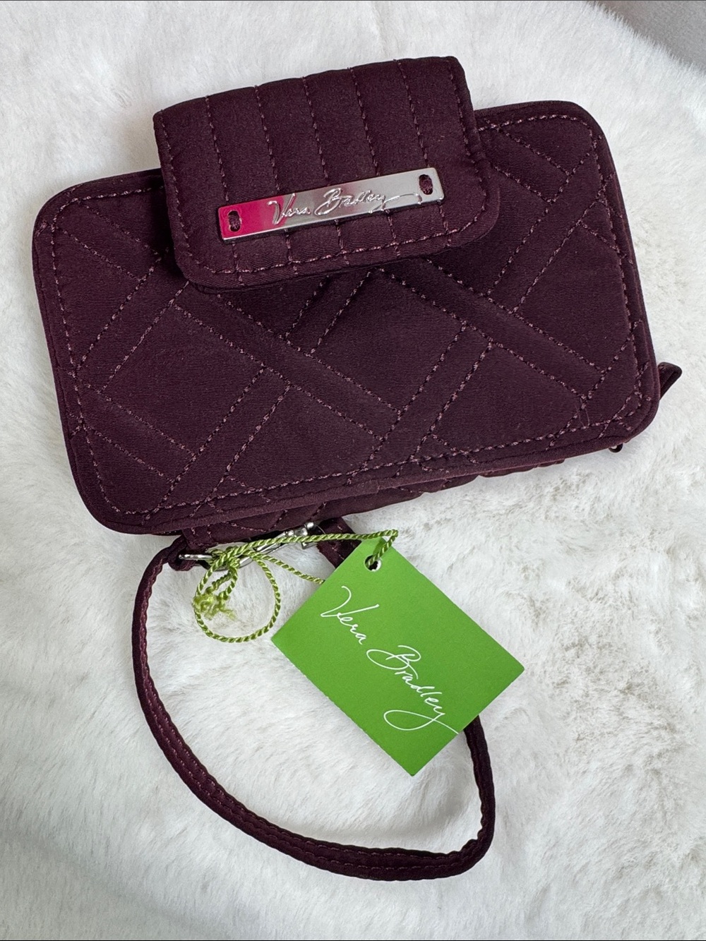 Vera Bradley Quilted Wristlet in Plum